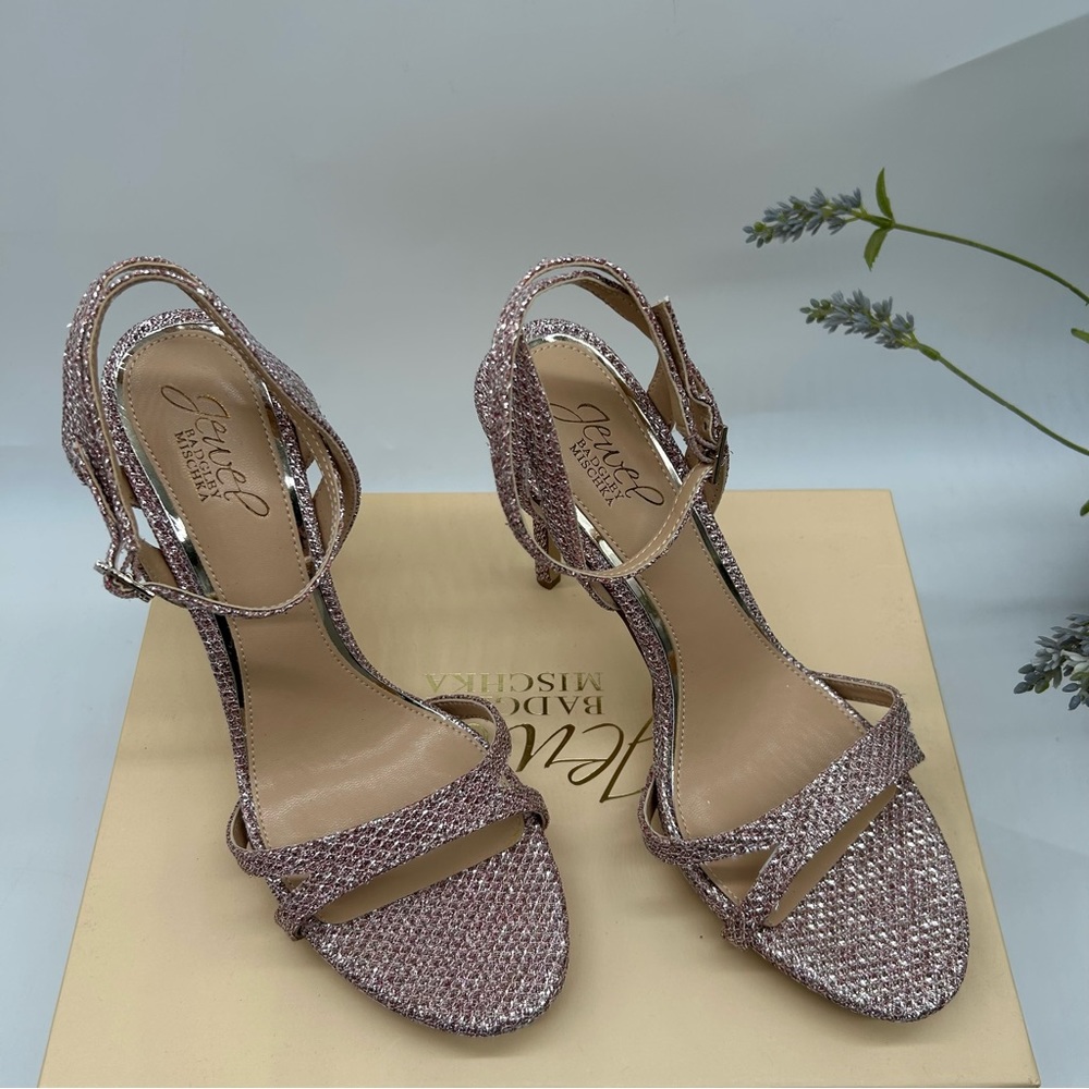 Jewel Badgley Mischka Arianna Platform Stiletto Evening Sandals rose gold size 9 - Picture 6 of 7